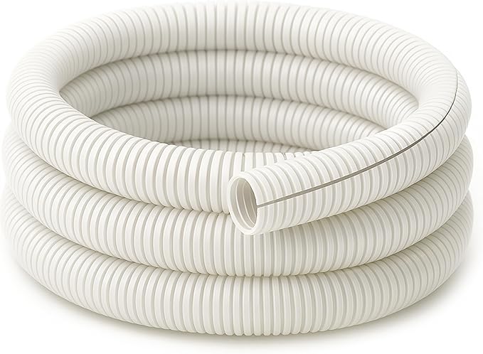 Electriduct Split Wire Loom Tubing Polyethylene Corrugated Flexible Conduit - 1.5" Nominal Size - 50 Feet - White