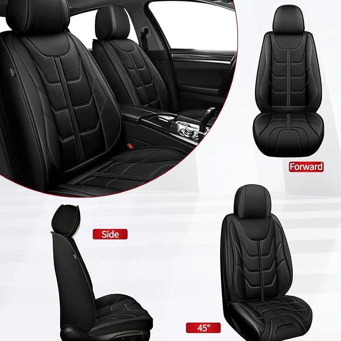 TTX LIGHTING Car Seat Covers fit for Toyota Venza 2009-2020 Front Seat: Premium Leather Automotive Seat Cover with Airbag Compatible Waterproof (2 Seats, Black)