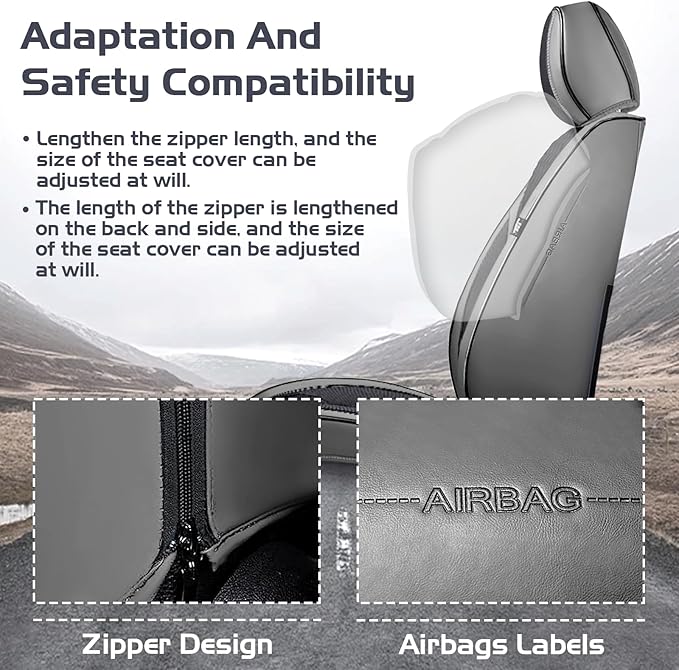 Truck Seat Covers for Ram 3500 2009-2026, Waterproof Premium Leather Full Coverage Car Seat Cover, Muscle Sport Style Auto Interior Seat Cover Sets (Full Set/Gray Black)