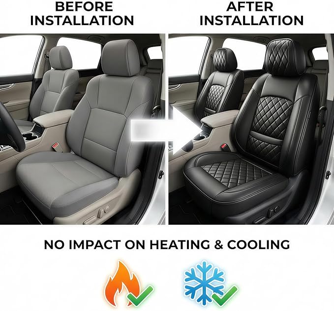 Fit for Equus Seat Covers Compatible with Hyundai Equus 2011-2016 - Waterproof Breathable Leather Automotive Seat Cushions Protector,Airbag Compatible,Only 2 Front seat Covers(Black)