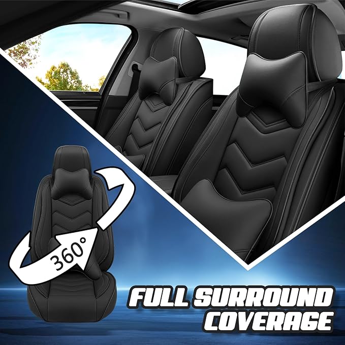 Car Seat Covers for Jeep Grand Cherokee L 2021-2025, Premium Nappa Leather Car Seat Cover, Stylish Sport Seat Covers， Automobile Seat Cover Sets.(Luxury 2 Seats/Pure Black)