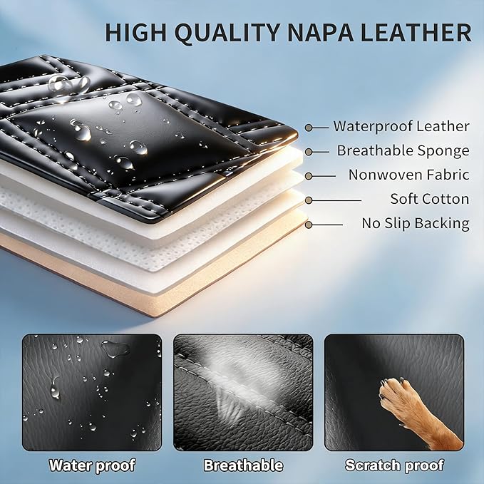Fit for Santa Cruz Seat Covers Compatible with Hyundai Santa Cruz 2022-2026 - Waterproof Breathable Leather Automotive Seat Cushions Protector,Airbag Compatible,Only 2 front seat covers(Black)