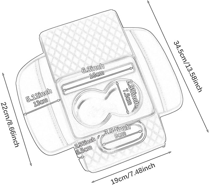 Car Center Console Pad PU Leather Armrest Organizer with Tissue Box Slot for Vehicles, Style J