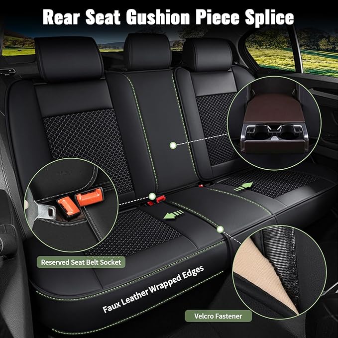 Full Set Car Seat Covers for Lexus NX 300/200t 2007-2025 2026: Breathable Cooling Ice Silk Leather Seat Covers: Vehicle Seat Protector Auto Accessories Interior Trim (Black)