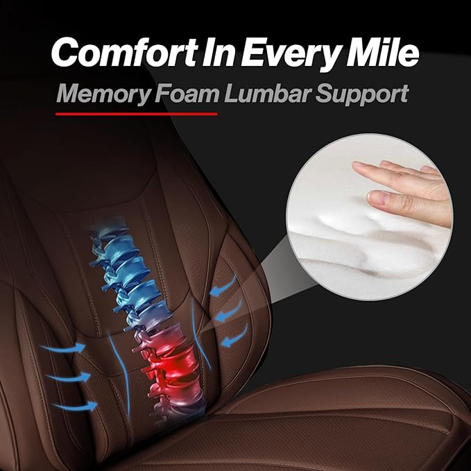 Coverland Custom Fit Car Seat Covers for SUV Compatible with [QX4, Endeavor, Bravada] PPremium Car Seat Cover Water Resistant Leather Non-Slip Interior Protectorr [Full set Dark Brown -Size Chart X66]