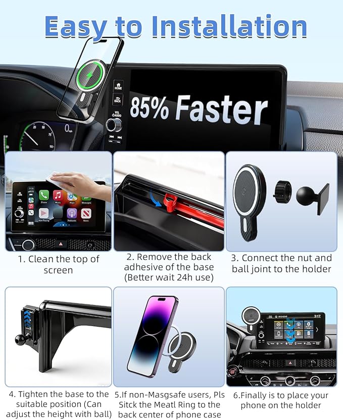 PZK Car Phone Mount for 2024-2026 BMW X5 /BMW X6 /2023 2024 2025 2026 BMW X7 Accessories Custom 14.9-inch Screen Magnetic 15W Fast Wireless Charger Car Phone Holder with 360° Rotating Extension Rod