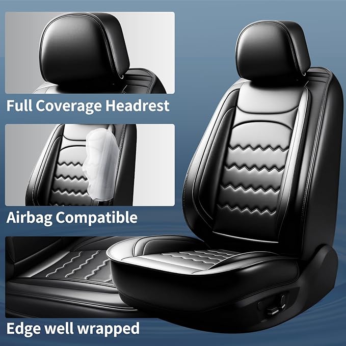 CX-90 Car Seat Covers Custom Fit for Mazda CX-90 2007-2026, Full Coverage Premium Leather Waterproof Breathable Seat Cover Full Set, Automotive Seat Protectors, Airbag Compatible(5 Seats Black)