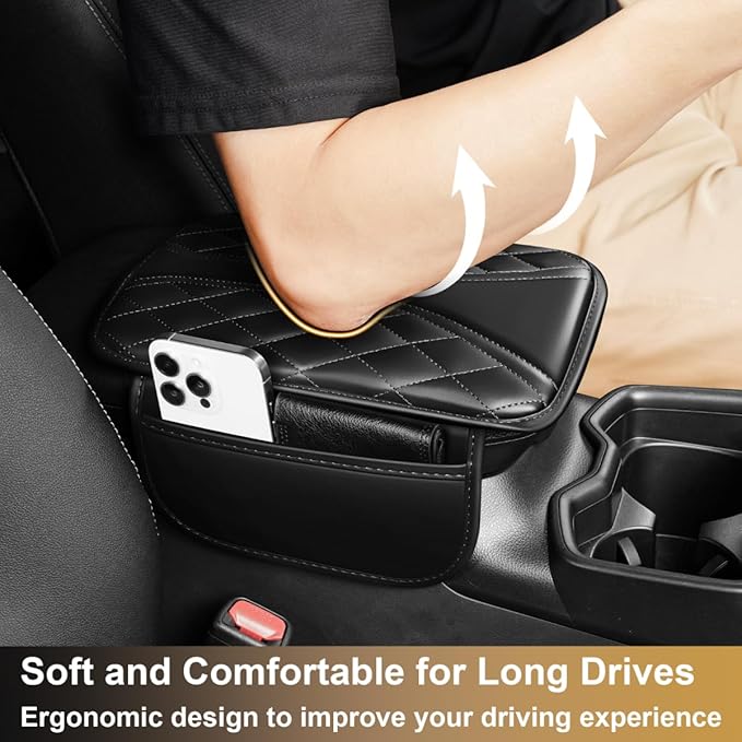 Center Console Cover Fit for Corolla Scratch & Wear Resistant Waterproof Middle Console Cover with 2 Storage Bags(Black)