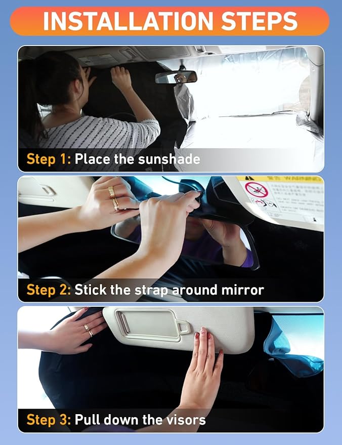 EcoNour Windshield Sunshade Compatible for Toyota Highlander 2008-2011 2012 2013, Sun Visor for Front Windshield & Window Sun Shade Cover, UV Heat Blocker & Protector, Car Accessories