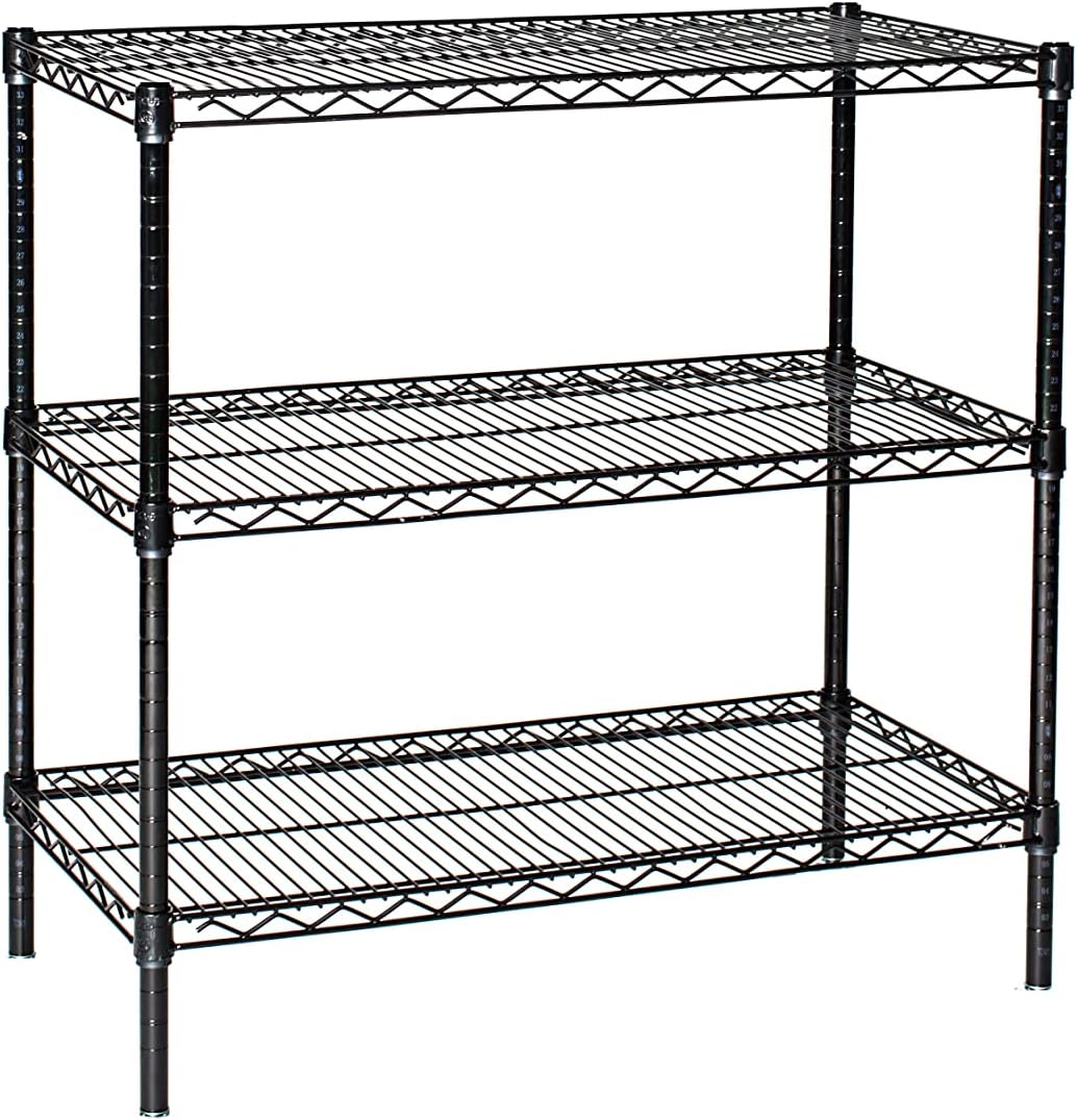 Omega 14" Deep x 36" Wide x 54" High 3 Tier Black Starter Shelving Unit