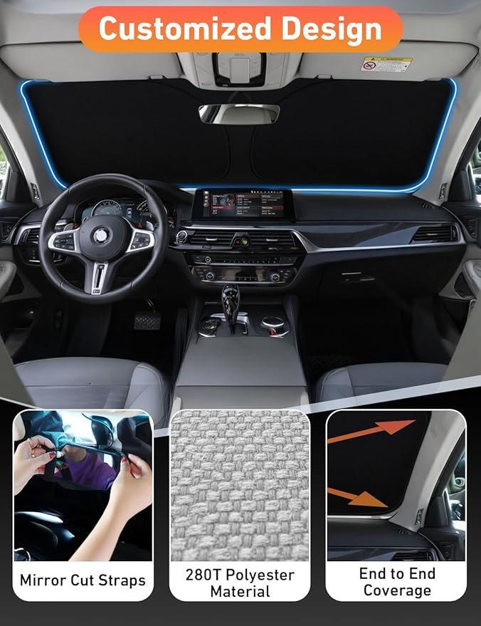 EcoNour Windshield Sunshade Compatible for Kia Sorento 2016-2018 2019 2020, Sun Visor for Front Windshield & Window Sun Shade Cover, UV Heat Blocker & Protector, Car Accessories