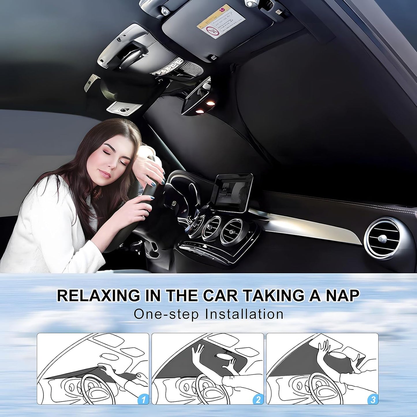 T TGBROS Windshield Sun Shade Custom Fit for 2015-2018 BMW X4 Accessories Foldable Sun Shield Reflective Polyester Sun Visor Cover Block Heat and Sun Protection