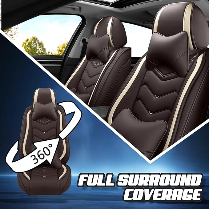 Car Seat Covers for Mercedes-Benz S-Class 2005-2025, Premium Nappa Leather Car Seat Cover, Stylish Sport Seat Covers， Automobile Seat Cover Sets.(Luxury 2 Seats/Coffee Color)