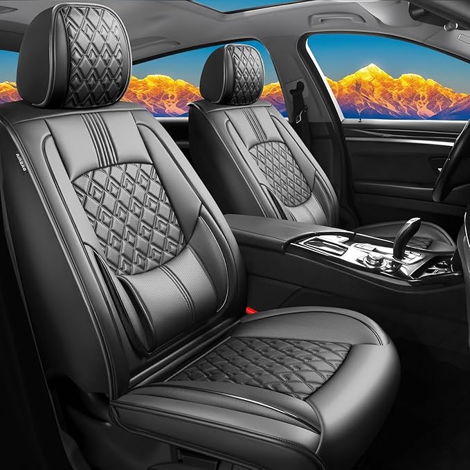 Fit Ioniq Car Seat Covers for Hyundai Ioniq 2017-2024 2025 2026 - Upgraded Premium Waterproof & Breathable Leather, Airbag Compatible, All-Weather Seat Cushion Protector (Full Set, Black)