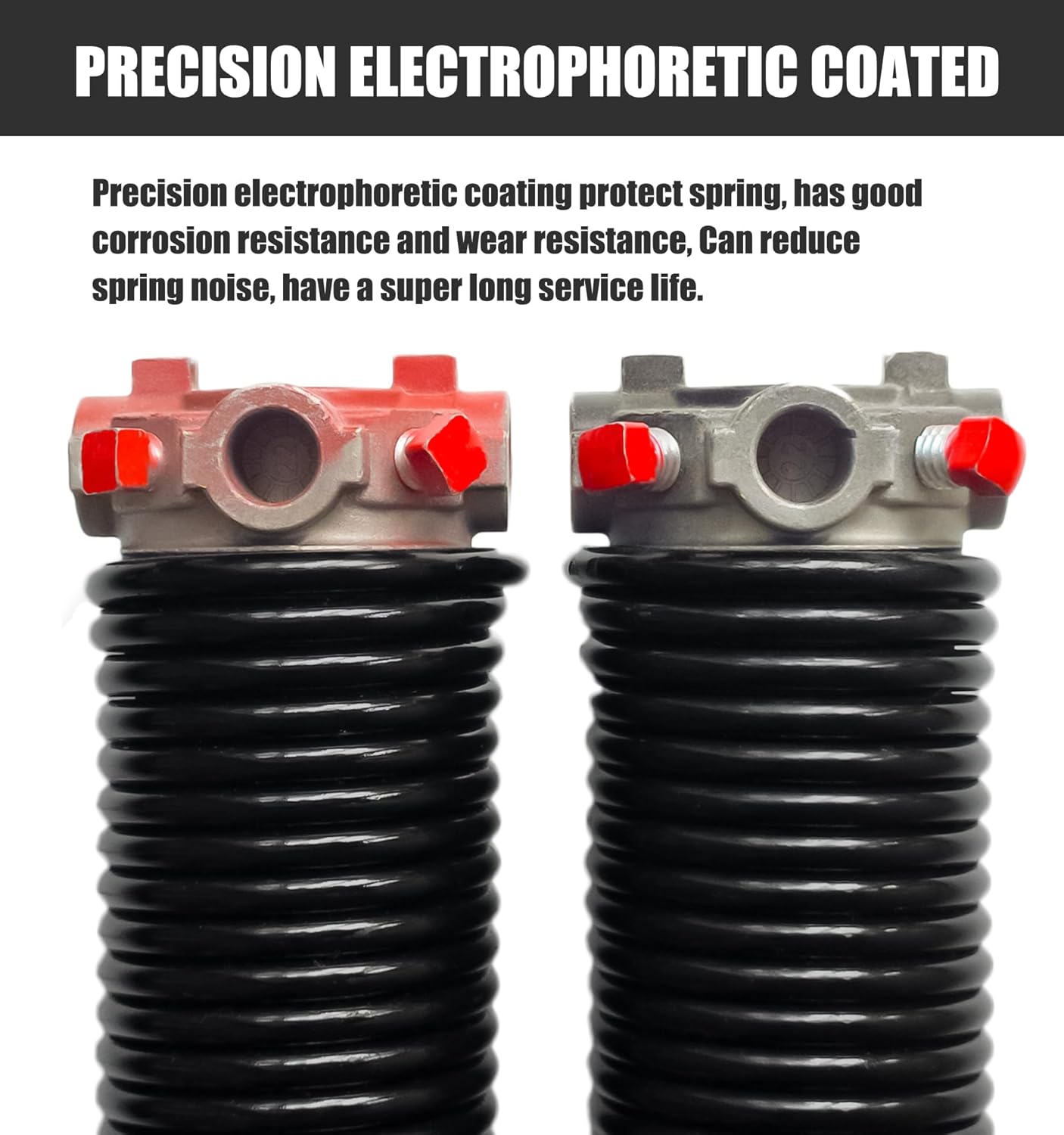 Garage Door Torsion Spring Set, Pair of 2" Electrophoresis Coated Garage Door Spring Replacement with 2 Non-Slip Winding Bars and Bearing, Minimum 16000 Cycles (.250x2x33")