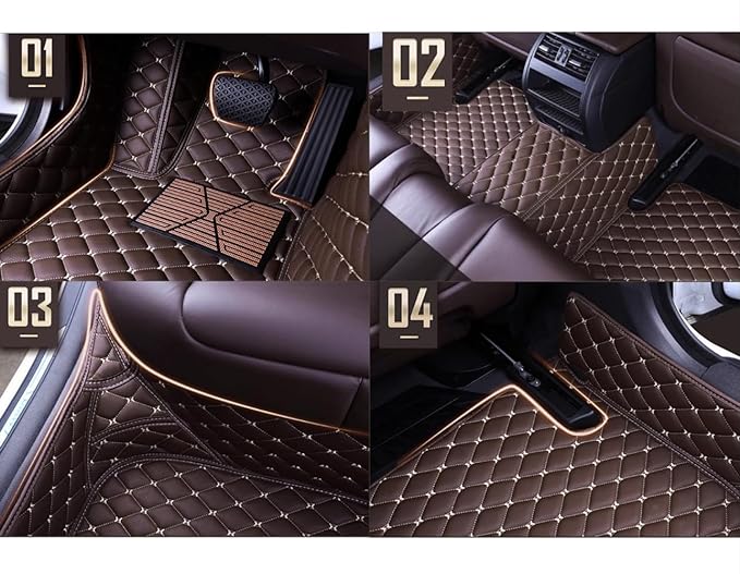Custom Personalized Floor Mats for Cars，Luxury Full Coverage All Weather Car Floor Mats，Anti-Slip Leather Car Mat Set ，Custom Floor Mats for 99% of Cars, Trucks & SUVs (3D Orange and Black)