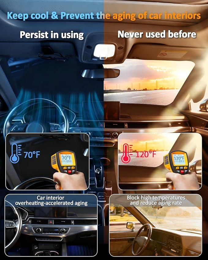Windshield Sunshade for Audi A6 2019-2025 2026 Sun Shade Car Windshield Accessories Upgrade 4 Layers Blocks UV Rays Custom Fit A6 240T Car Window Shades Front Windshield Keep Cool Foldable