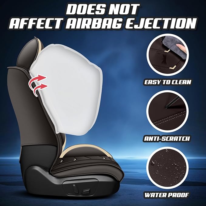 Car Seat Covers for Ford Expedition 2000-2025, Premium Nappa Leather Car Seat Cover, Stylish Sport Seat Covers， Automobile Seat Cover Sets.(Standard 5 Seats/Coffee Color)