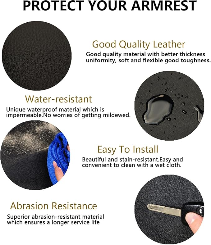 Compatible with Center Console Armrest Cover for Honda Civic 2006 2007 2008 2009 2010 2011 Leather Arm Rest Storage Box Lids Cushion Protector Pad