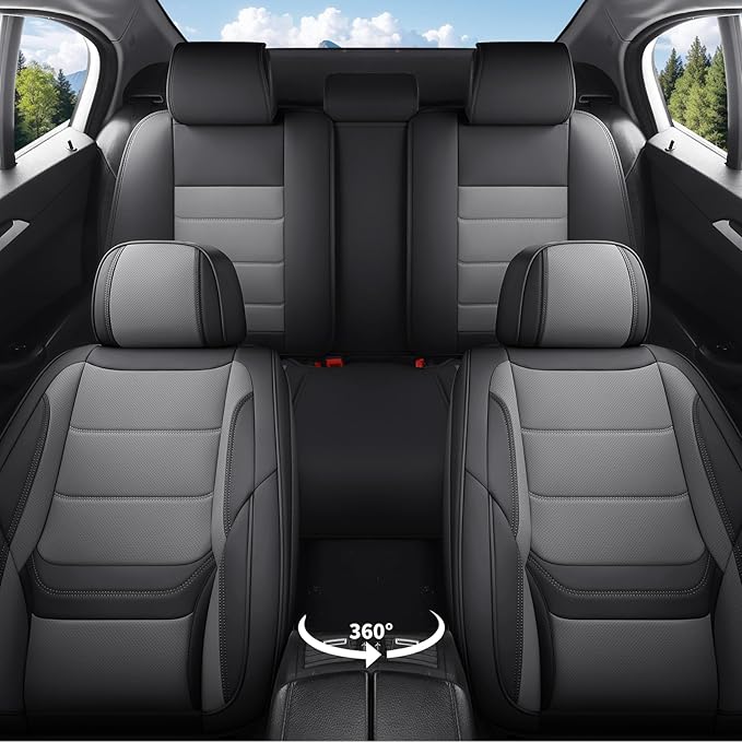 Car Seat Covers Full Set Custom Fit for Mercury Mariner 2005-2011,Premium Faux Leather with Lumbar Support, Breathable, Anti-Slip & Soft Touch(blackgray,Fullset)