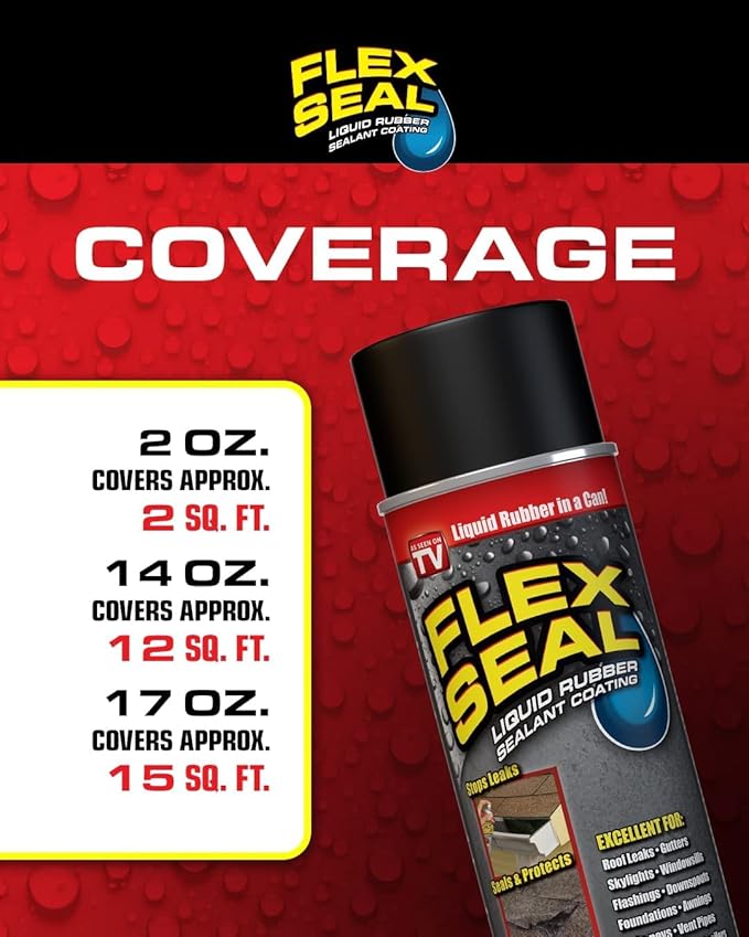 Flex Seal, 14 oz, Blue, Stop Leaks Instantly, Waterproof Rubber Spray On Sealant Coating, Perfect for Gutters, Wood, RV, Campers, Roof Repair, Skylights, Windows, and More