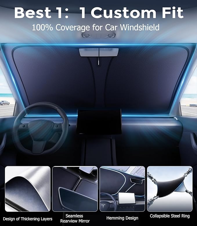 DMJN Windshield Sun Shade for Su-baru Forester (2019-2026), Car Sunshade for Front Windshield [100% Efficient Block UV & Scorching Sun] UPF50+ Heat Block - Protect Interior & Keep Cooler