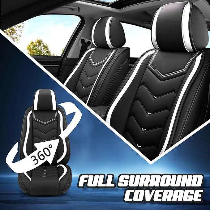 Car Seat Covers for Mercedes-Benz S-Class 2005-2026, Premium Nappa Leather Car Seat Cover, Stylish Sport Seat Covers， Automobile Seat Cover Sets.(Standard 2 Seats/Black White)