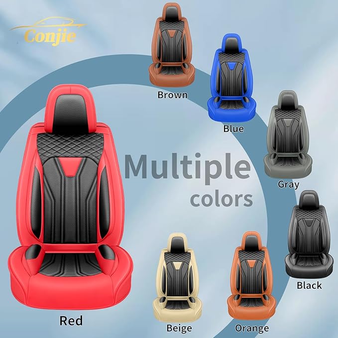 Fit Tucson Car Seat Covers Premium Leather for Hyundai Tucson 2010-2025 2026. Waterproof， Breathable, Scratch-Resistant & All-Weather Seat Cushion Protector (Front Seat, Red&Black)