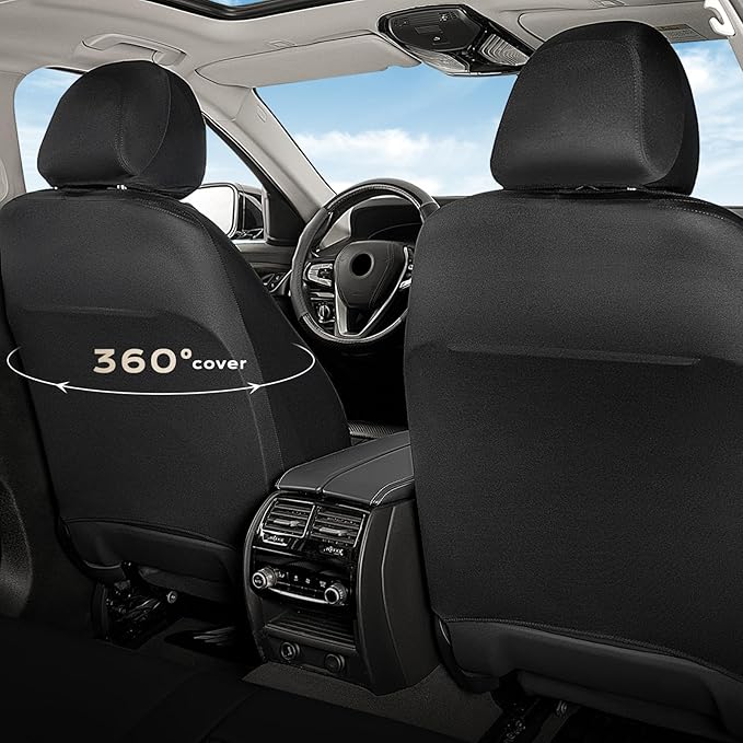 Coverado Seat Covers Full Set, Faux Leather Car Seat Covers for Cars, Waterproof Car Seat Cover, Universal Seat Covers, Car Seat Protector Car Seat Cushion Universal Fit Most Cars Trucks, Black&Blue