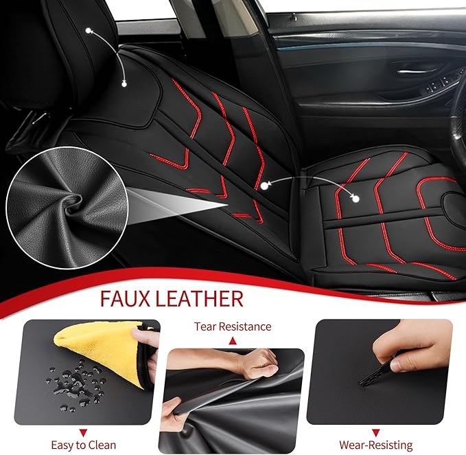 TTX LIGHTING Car Seat Covers fit for Toyota Avalon 2001-2022 Full Set: Premium Leather Automotive Seat Cover with Airbag Compatible Waterproof (5 Seats, Redline)