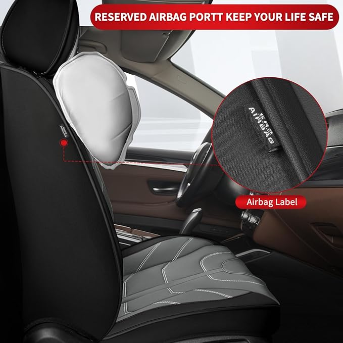 TTX LIGHTING Car Seat Covers fit for Nissan Kicks 2018-2026 Full Set: Premium Leather Automotive Seat Cover with Airbag Compatible Waterproof (5 Seats, Black & Gray)