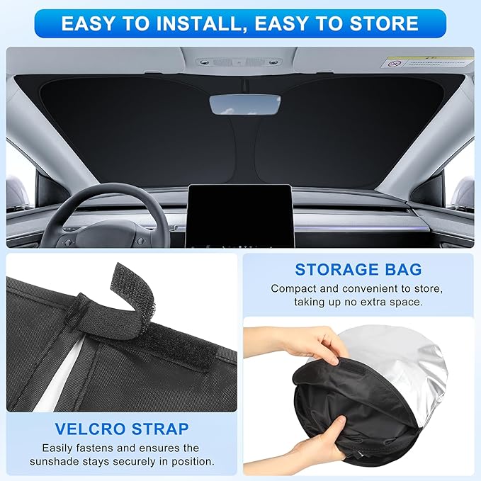 INSAUTO Custom Fit Windshield Sun Shade Accessories for Chevrolet/Chevy Silverado/GMC Sierra 2014-2018, Foldable Front Window Sunshade, UV & Heat Reflector, Keeps Interior Cool, Includes Storage Bag