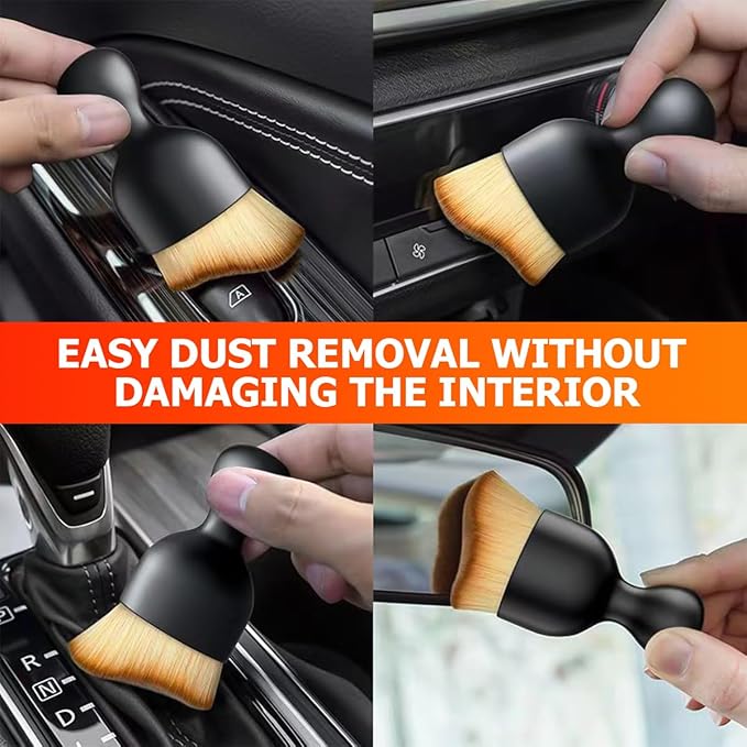Blilo 2PCS Car Interior Detailing Brush with Dust Cover, Auto Soft Hair Cleaning Brushes, Scratch Free Curved Dirt Collectors, for Vehicle Dashboard Air Conditioner Vents Leather(Purple)