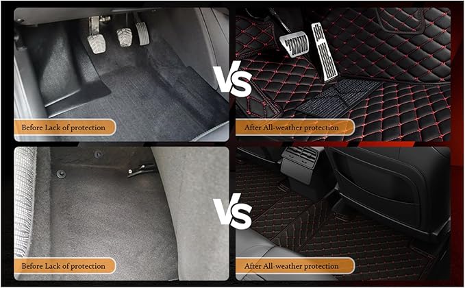 Yaruicar Custom Personalized Floor Mats for Cars Luxury Full Coverage All Car Floor Mats Anti-Slip Leather Car Mat Set Trucks & SUVs Trucks Automotive Floor Mats Liners (Brown Black Beige)