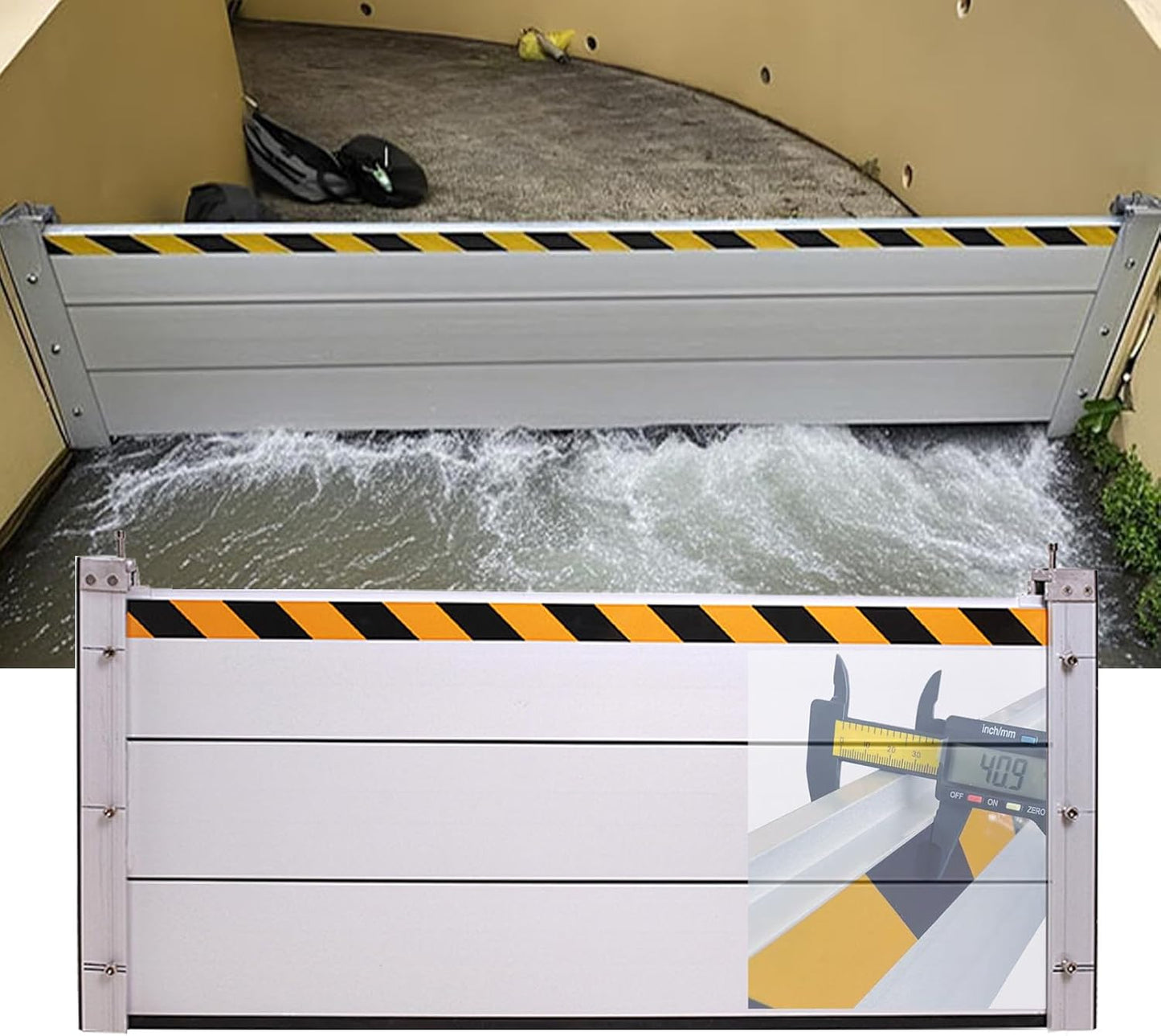 Reusable Heavy Duty Aluminum Flood Barriers for Home Exterior, Flood Protection Barriers Water Barrier Door Quick Detachable Garage Doors Detachable Mobile Rain Water Baffle ( H 23.6 inch L 23FT)