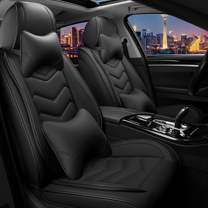 CTDS Car Seat Covers for Nissan Altima 2001-2026, Stylish Sport Seat Cover, Premium Nappa Leather Car Seat Cover. Automobile Seat Covers Sets.(Luxury 2 Seats/Pure Black)