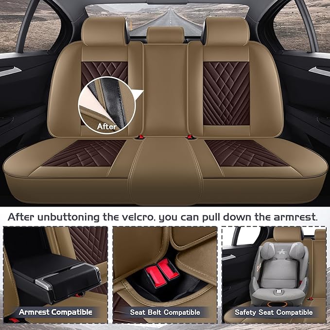 Truck Seat Covers for Ram 1500 2009-2026, Waterproof Premium Leather Full Coverage Car Seat Cover, Muscle Sport Style Auto Interior Seat Cover Sets (Full Set/Brown Coffee)