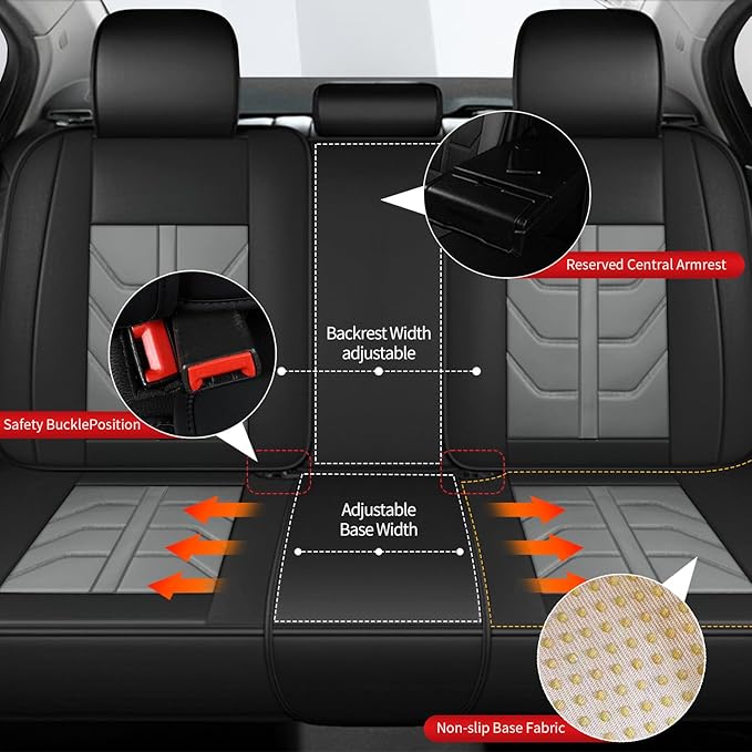 TTX LIGHTING Car Seat Covers fit for Mazda 3 2007-2019 Full Set: Premium Leather Automotive Seat Cover with Airbag Compatible Waterproof (5 Seats, Black & Gray)
