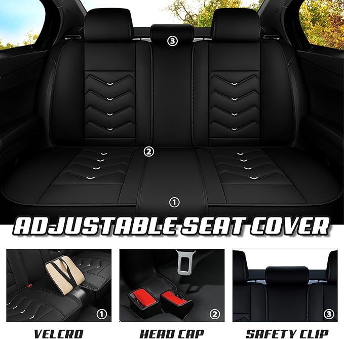 Car Seat Covers for Lexus ES 350 2007-2026, Premium Nappa Leather Car Seat Cover, Stylish Sport Seat Covers， Automobile Seat Cover Sets.(Luxury 5 Seats/Black White)