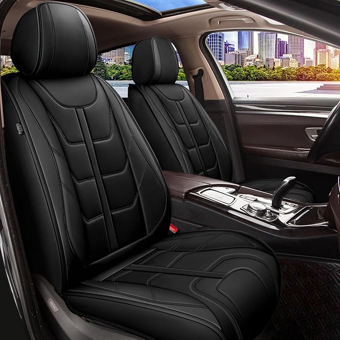 TTX LIGHTING Car Seat Covers fit for Ford Fusion 2010-2020 Front Seat: Premium Leather Automotive Seat Cover with Airbag Compatible Waterproof (2 Seats, Black)
