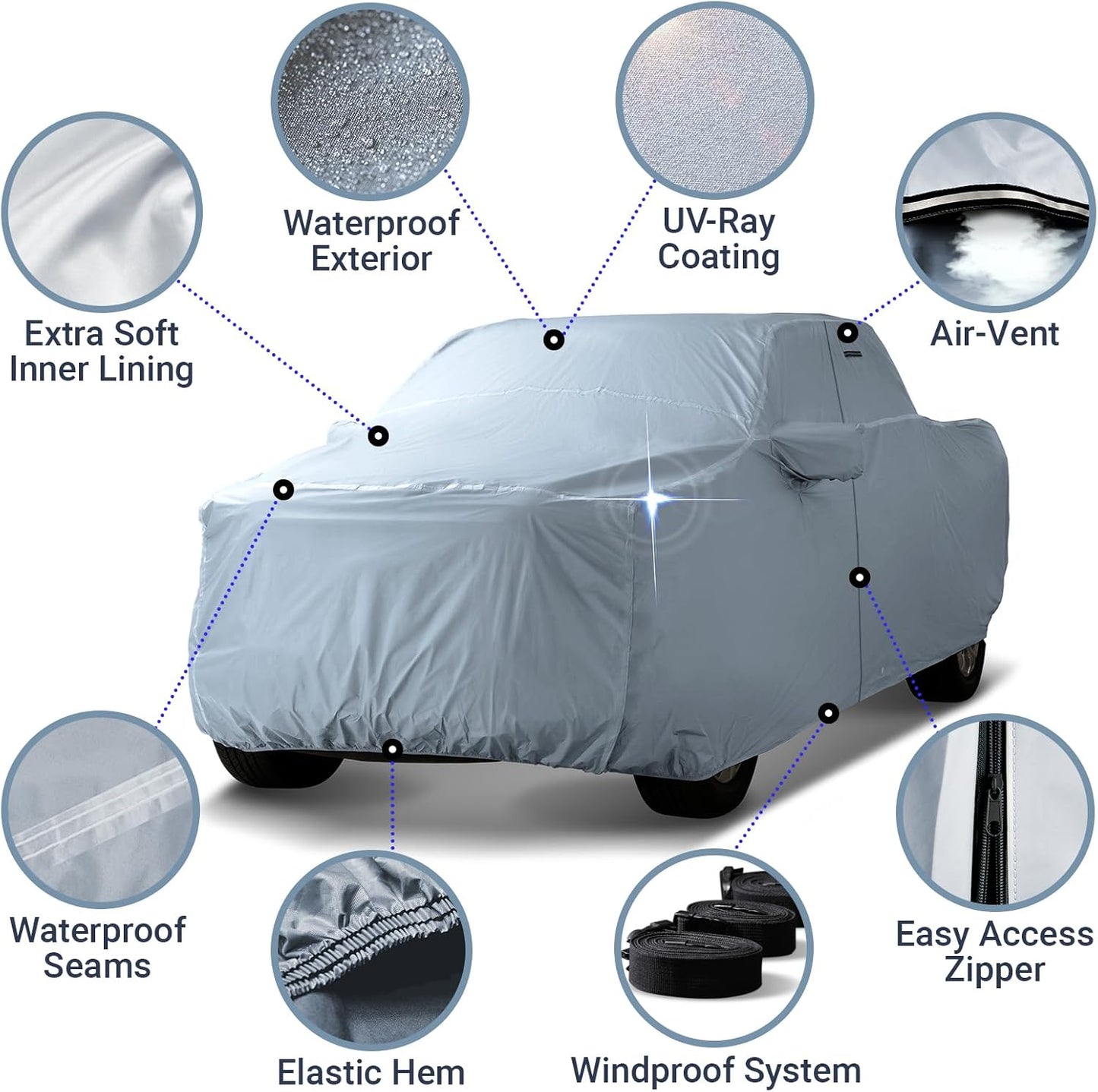 iCarCover Fits 2000-2024 Frontier Crew Cab, 6.1 ft Regular Bed Nissan Truck Cover Automobiles Form-Fit Padded Full Exterior Waterproof Automobiles Protection Covers