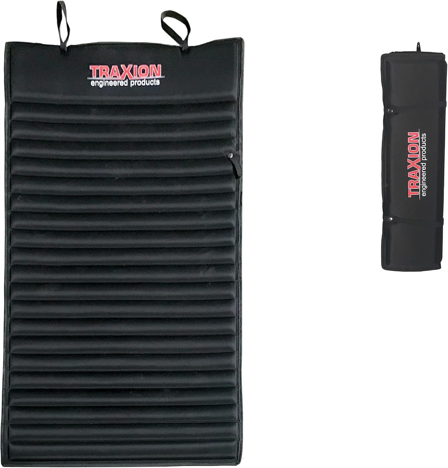 Traxion 3-200 NXT Foldable Topside Automotive Engine Creeper, Black and Traxion 1-500 VersaMat Roll-Up High Density Foam Utility Mat, Black