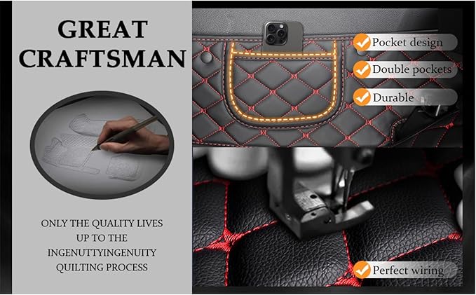 Yaruicar Custom Personalized Floor Mats for Cars Luxury Full Coverage All Car Floor Mats Anti-Slip Leather Car Mat Set Trucks & SUVs Trucks Automotive Floor Mats Liners (Black Blue)