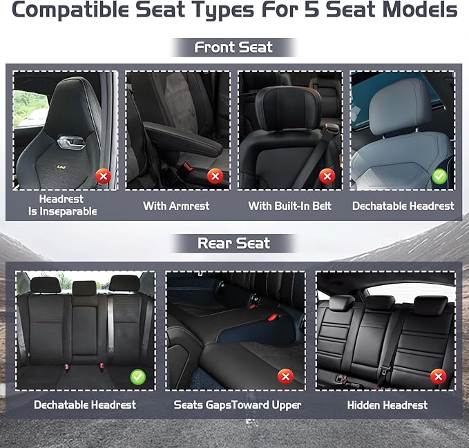 Truck Seat Covers for Toyota Tacoma 2006-2026, Waterproof Premium Leather Full Coverage Car Seat Cover, Muscle Sport Style Auto Interior Seat Cover Sets (Full Set/Black White)