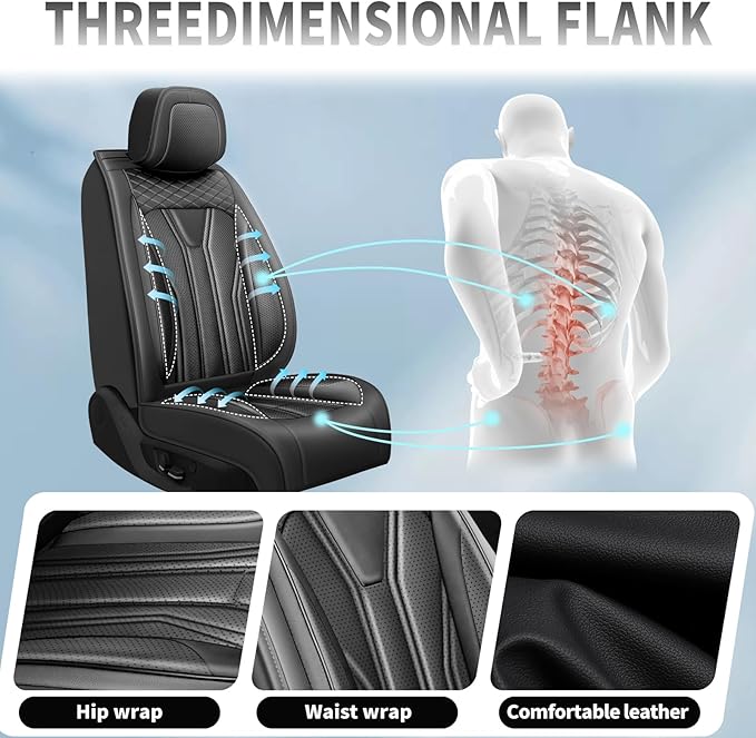 Fit Altima Car Seat Covers Compatible with Nissan Altima 2011-2025 2026 - Full Set Premium Leather， Waterproof Breathable， All-Weather Seat Cushion Protecto&Airbag Compatible （All Black