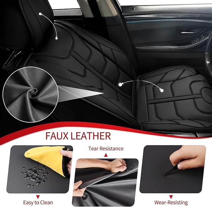 TTX LIGHTING Car Seat Covers fit for Subaru Legacy 1995-2026 Front Seat: Premium Leather Automotive Seat Cover with Airbag Compatible Waterproof (2 Seats, Black)