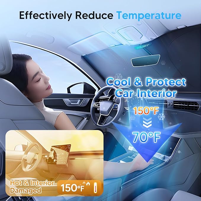 KUST Windshield Sun Shade for Toyota Venza 2009-2013 2014 2015 Window Accessories Shade Sun Visor Cover Foldable Block UV Rays