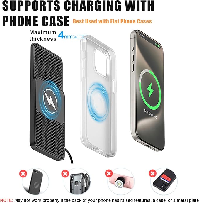 Wireless Car Phone Charger for Land Rover Range Rover Velar Range Rover P400, Type C/USB 20W Fast Charging Pad, Non-Slip Charging Station for Travel Home Office Desk, Lightweight,Type-C