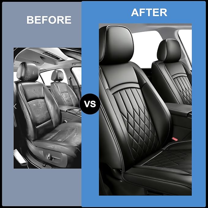 Fit for Venue Seat Covers Compatible with Hyundai Venue 2020-2026 - Waterproof Breathable Leather Automotive Seat Cushions Protector,Only 2 Front seat Covers(Black)