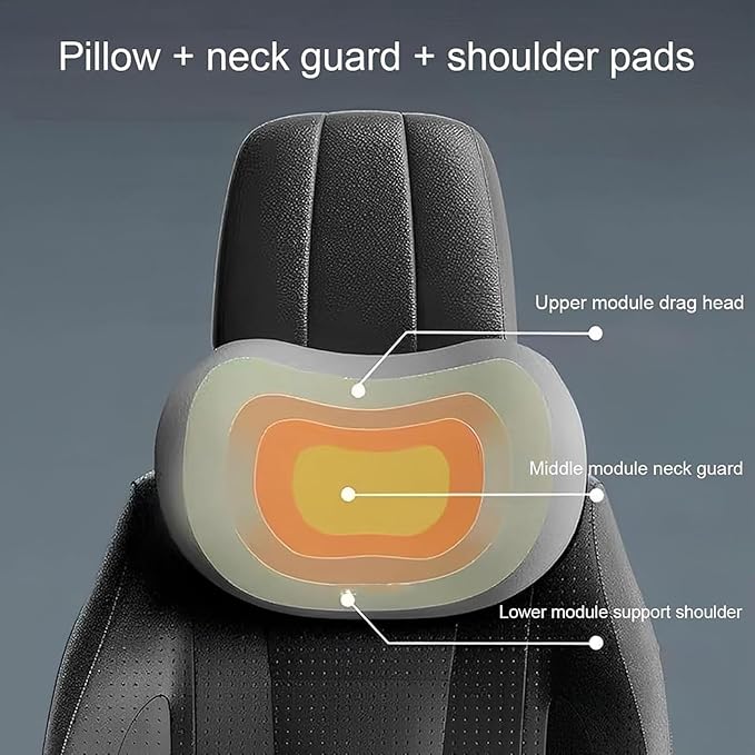 Headrest Lumbar Pillows Car Seat for Ford F150 2011-2025, Ergonomic Neck Back Support Cushion, Comfortable Breathable Washable Cover, Memory Foam, Gray